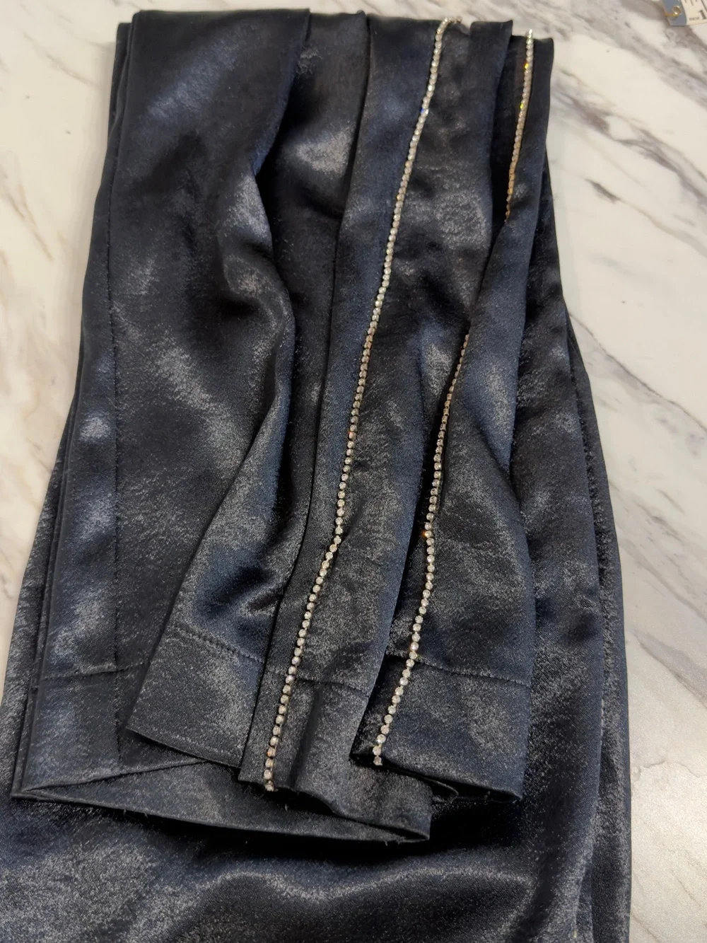 J Brand Black Satin Rhinestone Lounge Pants - Picture 4 of 10